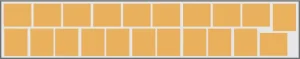 Graphic layout of 21 pallets within a 40 foot shipping container